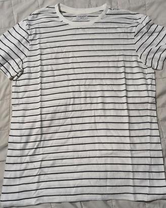 T-shirt a righe bianche e nere Terranova 