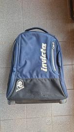 Zaino trolley Invicta blu con ruote e spallacci