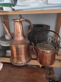 teiera ed olierà in rame martellato