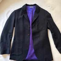 Giacca uomo nera righe viola 2 bottoni