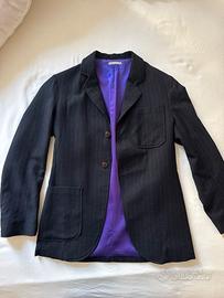Giacca uomo nera righe viola 2 bottoni