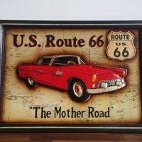 Quadro anticato cartello U.S. Route 66 in legno