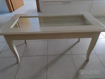 tavolino bacheca shabby legno avorio 