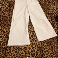 pantaloni bianchi da donna gamba larga taglia S 