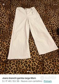 pantaloni bianchi da donna gamba larga taglia S 