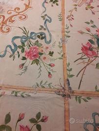 Coperta matrimoniale anni 1930 dipinta a mano gran