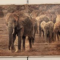 Quadro Elefanti su legno (shabby) 60 x 40