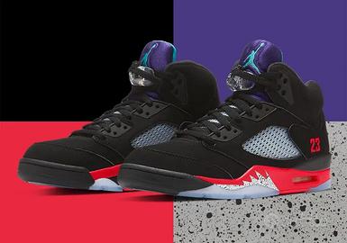 Jordan 5 Retro Top 3 Black/Fire Red-Grape Ice-New