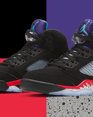 Jordan 5 Retro Top 3 Black/Fire Red-Grape Ice-New
