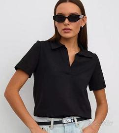 Polo oversize tinta unita con colletto