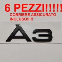 6 PEZZI STEMMA A3 NERO LUCIDO ABS ADESIVO NUOVI!!!