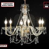 LAMPADARIO CRISTALLO 5 LUCI MARIA TERESA ORO