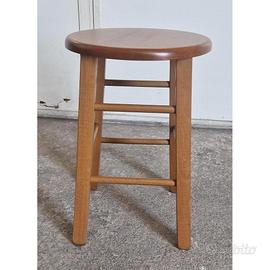 Sgabello noce chiaro legno seduta tonda h 47 cm 3