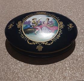 Portagioie porcellana Capodimonte blu cobalto