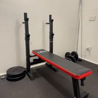 Panca pieghevole + set dischi e bilanciere