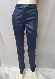 Pantaloni Vionnet Paris blu satinati