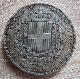 5 Lire 1856  Regno di Sardegna  * NO MAGNETICA