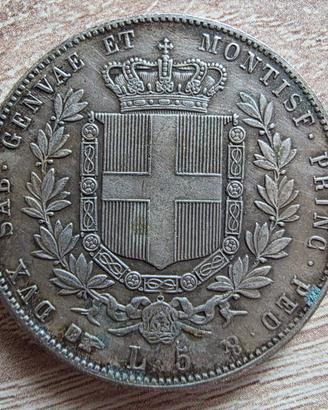 5 Lire 1856  Regno di Sardegna  * NO MAGNETICA