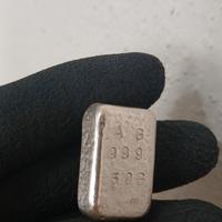 lingotto d'argento tipo pepita colato 999