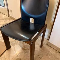 4 sedie in pelle nera Cassina