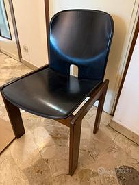 4 sedie in pelle nera Cassina