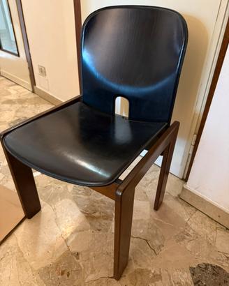 4 sedie in pelle nera Cassina