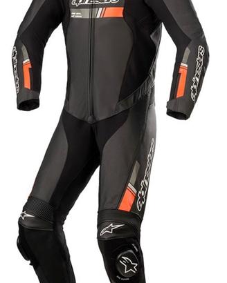 Tuta Pelle GP FORCE CHASER Nero Rosso ALPINESTARS