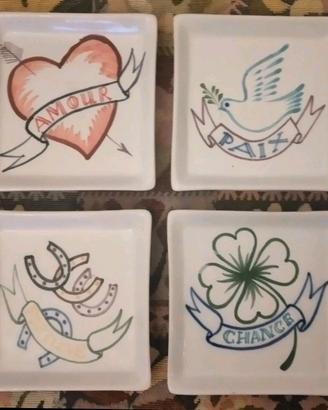 FRAGONARD PARFUMEUR Set 4 Piattini Ceramica France
