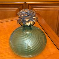 Vaso decorativo vetro verde con fiore