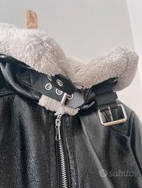 Giacca aviatore nera effetto pelle lucida - teddy