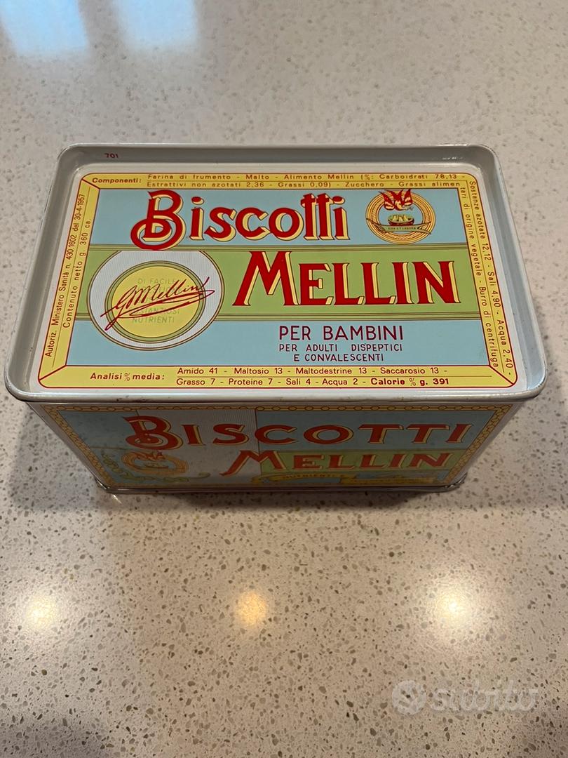 Scatola di latta Biscotti Mellin - Collezionismo In vendita a