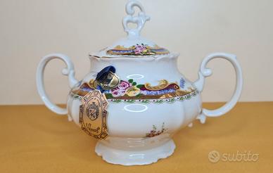 ZUCCHERIERA IN PORCELLANA DI LIMOGES DECORATA A MA