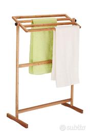 3 Piantane porta asciugamani in legno