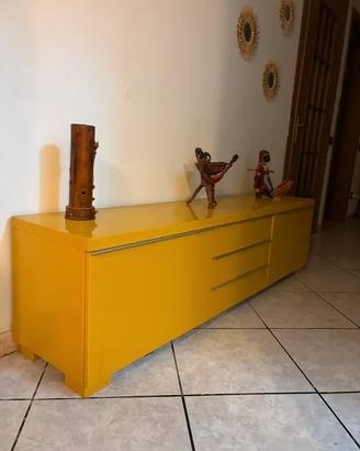 Mobile Porta TV Moderno Giallo Lucido con 5 Casset
