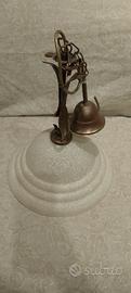 lampadario stile rustico - bronzo + vetro satinato