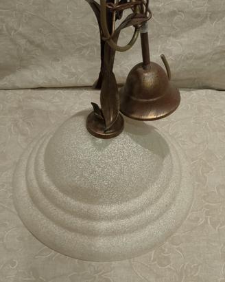 lampadario stile rustico - bronzo + vetro satinato