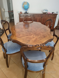 Tavolo + 6 sedie antico in noce