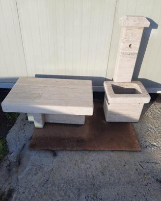 Fontana più tavolo da giardino in marmo   pregiato