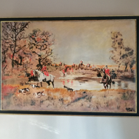 Olio su tela caccia alla volpe