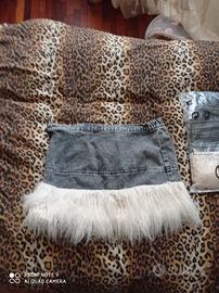 nuova gonna di jeans con pelo taglia M 