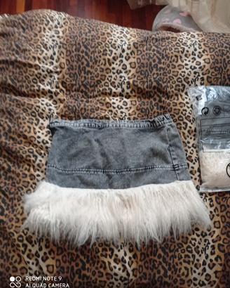 nuova gonna di jeans con pelo taglia M 