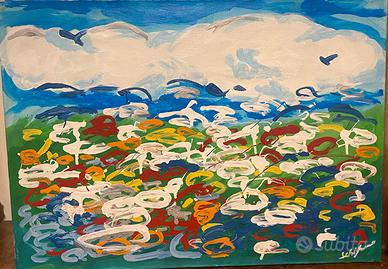 Quadro dipinto Mario Schifano copia d’autore