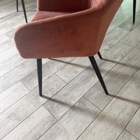 4 sedie imbottite in velluto rosa antico