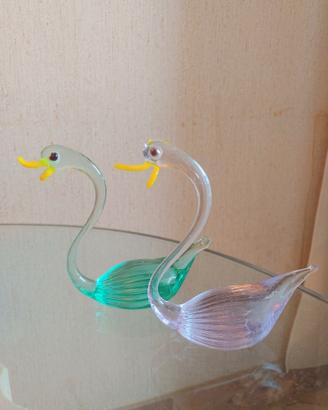 Coppia di cigni in vetro di Murano