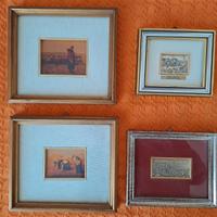 4 quadretti su lastra d'argento e oro