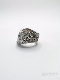 Anello oro 18 kt diamanti neri bianchi (D)