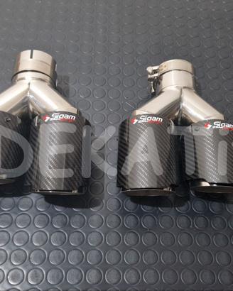 COPPIA TERMINALI DUPLEX CODINO AUTO INOX CARBONIO 