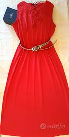 abito maxi dress rosso scarlatto con pizzo Tg. L