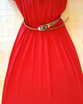 abito maxi dress rosso scarlatto con pizzo Tg. L
