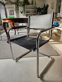 Set 4 sedie cantilever Mart Stam S34, pelle nera